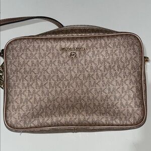 Michael Kors Metalic pink Monogram Crossbody Bag